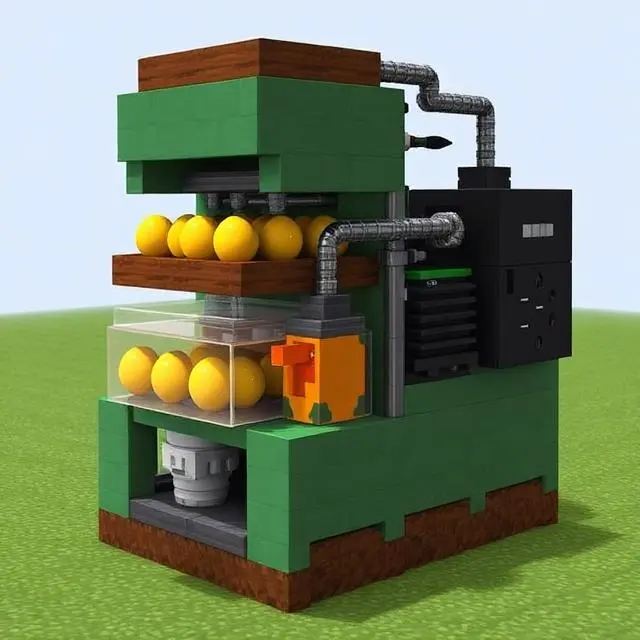 Minecraft automatic chicken egg farm with hopper dispenser and lava cooker